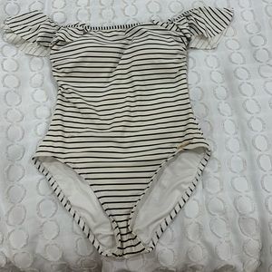 Striped one piece bathing suit